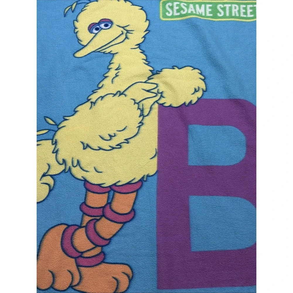 Vintage 2003 Sesame Street Big Bird Alphabet Fleece Blanket 50x59